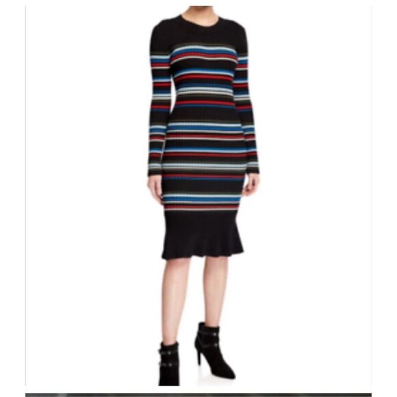 Parker‎ Women's Stripe Print Sweater Dress Midi Multicolor Size M - Picture 1 of 7